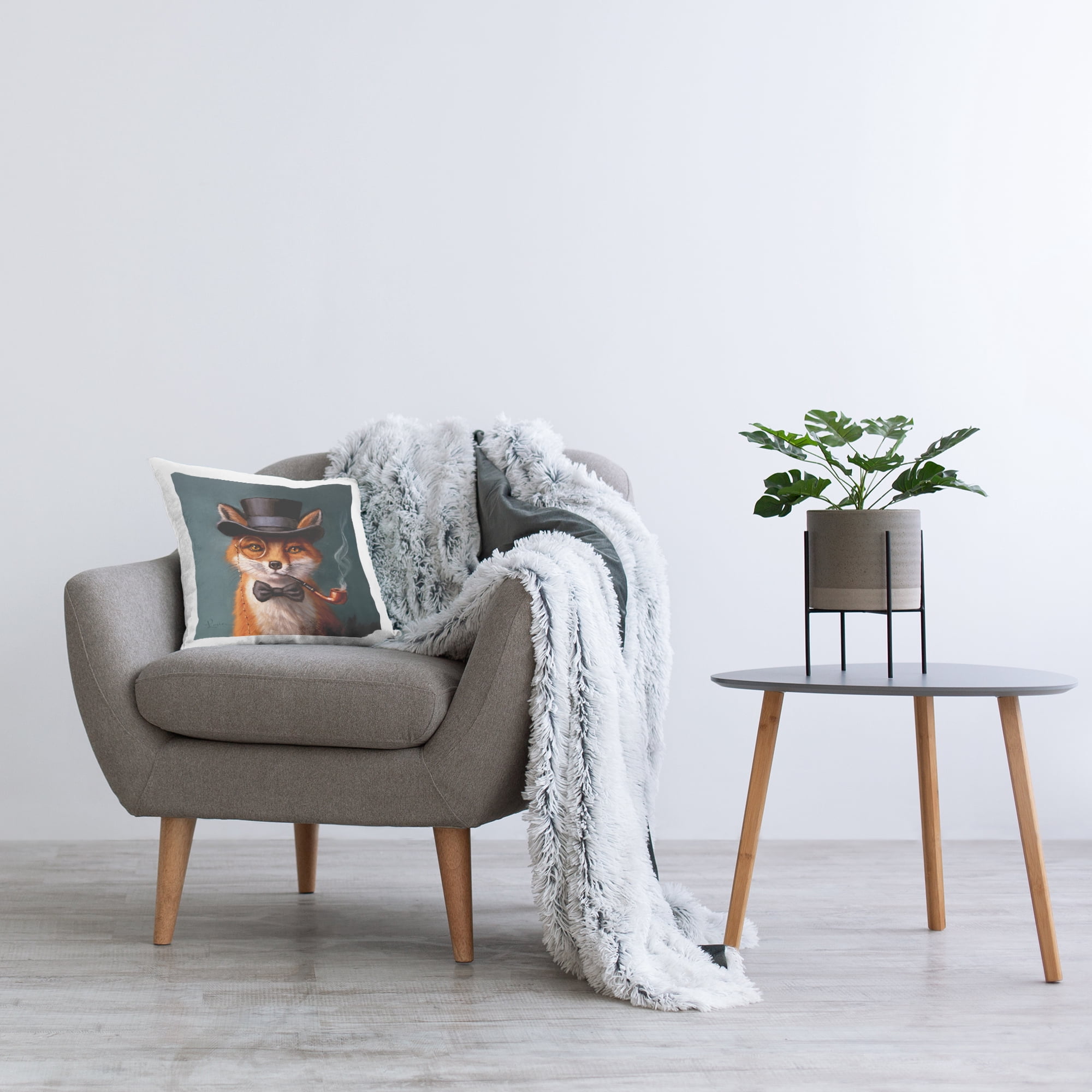 Stupell Industries Charming Dapper Fox Decorative Printed Throw Pillow, design by Lucia Heffernan