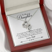 To My Daughter Never Forget From Dad Double Hearts Necklace Message Card