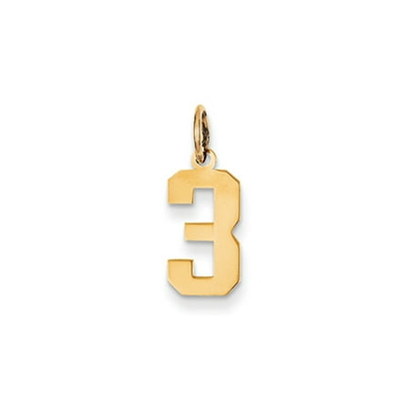 Small Polish - 14k Yellow Gold, Athletic Collection, Small Polished Number 3 Pendant