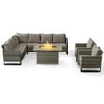 thumbnail image 3 of POCASSY 6PCS Outdoor Furniture Set with Fire Pit Table - All Weather Gray Wicker Outdoor Sectional Sofa with Club Chair and 41" Propane Firepit Table for Deck, Porch, Garden - Gray, 3 of 13