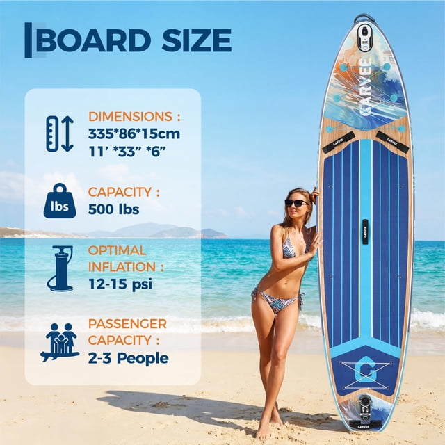 Kojooin Inflatable Stand Up Paddle Board, Ultra-Light Wide Stable SUP with Non-Slip EVA Deck and Complete Accessory Kit