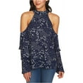 thumbnail image 2 of 1.STATE Womens Printed Knit Blouse, Blue, X-Small, 2 of 2