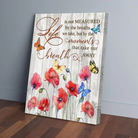 Poster Poppy Butterflies- UNFRAMED Poster Prints Wall Art For Home Decor Or Office - Great Gift Idea For Friends & Family 12x18