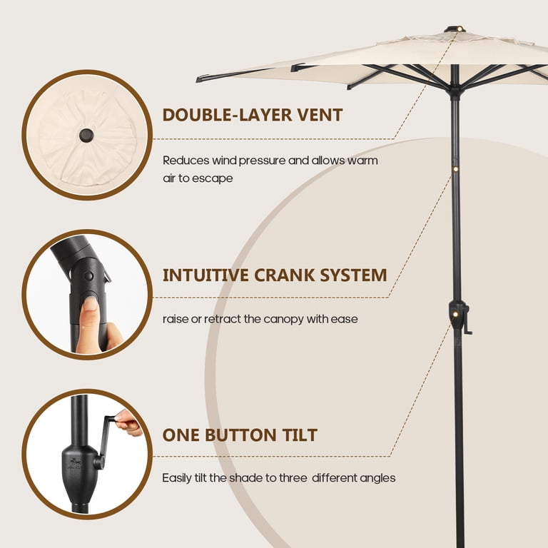 Abba Patio 7.5ft Oslo Tilting Umbrella, Crank & Push Button photo 4