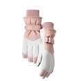 thumbnail image 3 of dianhelloya Ski Gloves Anti-loss Clip Fastener Tape Elastic Thread Touch Screen Waterproof Windproof Winter Unisex Sport Mittens for Outdoor 1 Pair Pink & White, 3 of 8