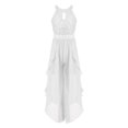 thumbnail image 2 of YUUMIN Kids Girls Shiny Beaded Halter Wedding Party Floral Lace Jumpsuit Chiffon Sleeveless Romper White 8, 2 of 6