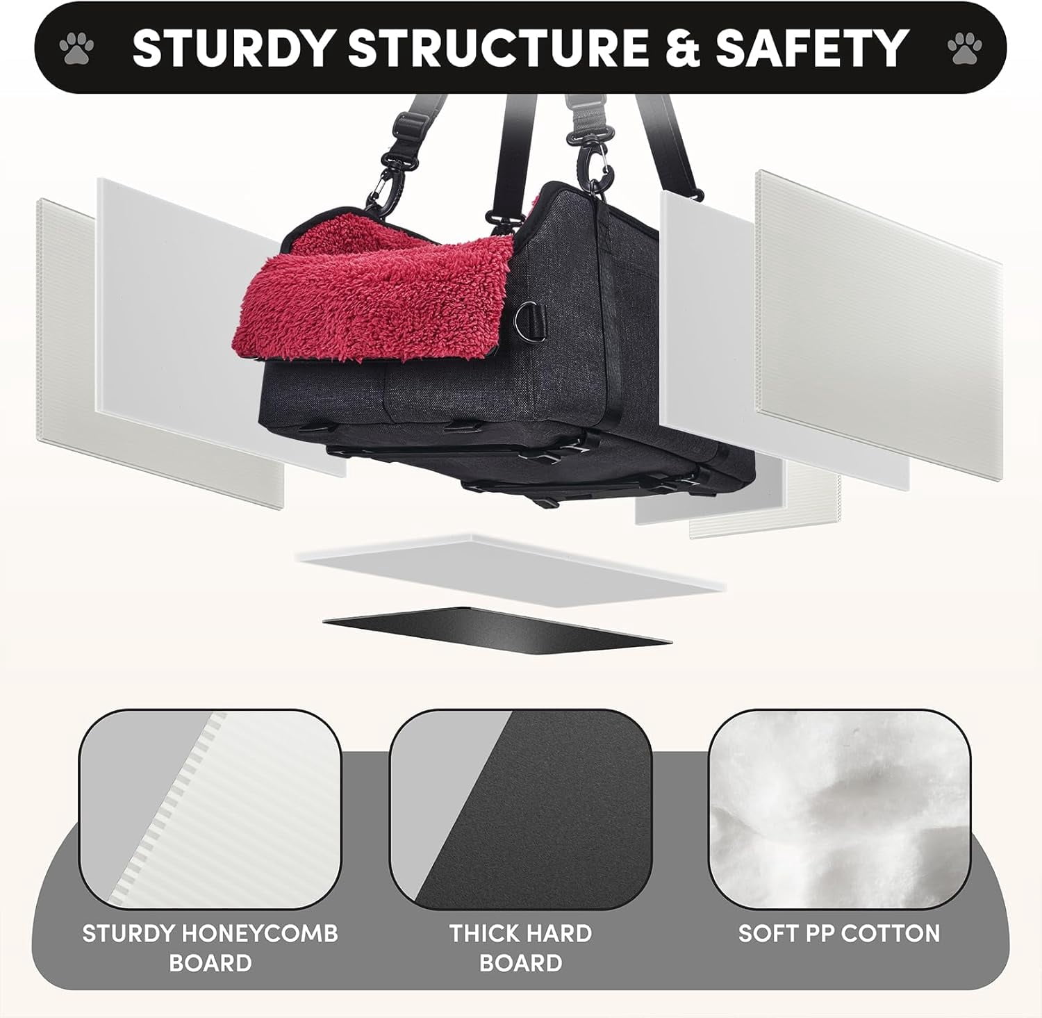 Center Console Small Dog Car Seat - Portable Pet Cat Puppy Booster Armrest Carseat Up to 11lbs, Anti-Collapse Comfort Car Travel with Washable Fluffy Cushion and Pillow, Red