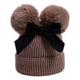 thumbnail image 4 of Krdevn Baby Knit Winter Hat with Double Bow Thick Warm Soft Yarn for Toddler Cold Weather Beanie,One Size, 4 of 4