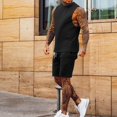 thumbnail image 2 of Vedolay Short Set For Men Casual Men's Short Sets Outfits 2 Piece Summer Tracksuit Plaid Short Sleeve T Shirt and Shorts Set,Black M, 2 of 4