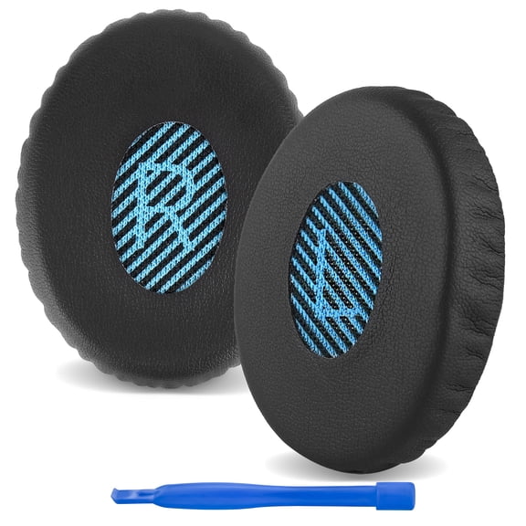 Replacement Ear Pads for Boses On-Ear OE2/OE2i, SoundTrue, SoundLink On-Ear (OE) Ear Headphones, Headset Earpads ( Protein Leather / Black-Blue Mesh )