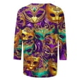 thumbnail image 4 of xixinqiwan Women Mardi Gras Shirts Plus Size,Women Gold Green Purple Printed Round Neck Tee Masquerade Party Outfit Costume Accessories Set, 4 of 6