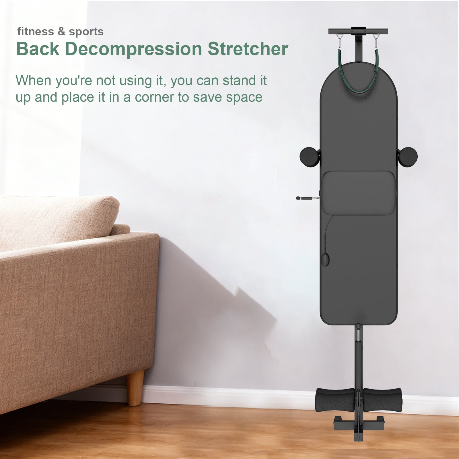 Home Lumbar Traction Table, Portable Massage Cervical & Lumbar Stretcher Bed, Full Body Traction Bed for Tension Relief and Back Decompression (Black)