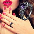 thumbnail image 3 of Couples Rings Copper Inlaid Zircon Women's Skeleton Bands Ring Size Lovers' Ring, 3 of 5