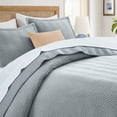thumbnail image 6 of Ameha 2-Piece Linen Bedspread Set Ultrasonic Chevron Pattern Lightweight Quilt Set Grey Twin, 6 of 8
