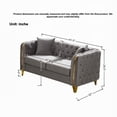 thumbnail image 6 of 61" Chesterfield Velvet Loveseat, Button Tufted, Gold Legs, Classic Couch,Grey, 6 of 9