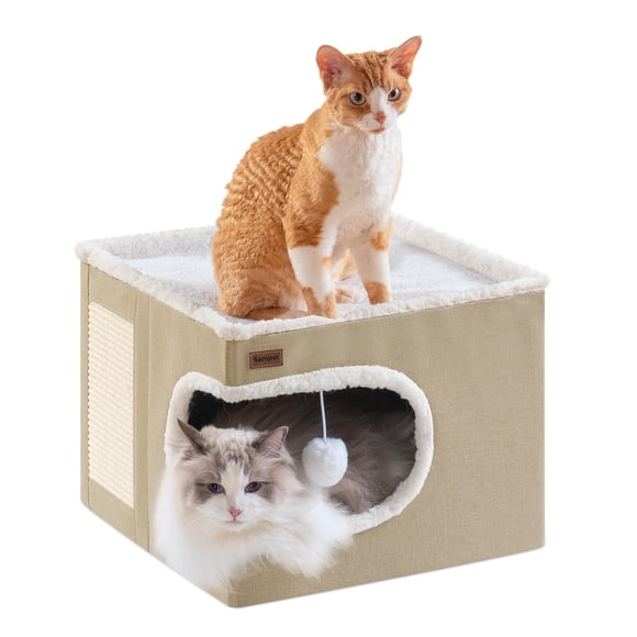 Cama para Gato Garnpet Cubo Casa Interior con Rascador y Tienda
