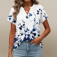 thumbnail image 7 of Kixjoy Blue Shirts for Women Short Sleeve V Neck Lounge Lightweight Tops Trendy Summer Loose Shirt Holiday Basic Cozy Women's Tops, Tees & Blouses, Dark Blue L, 7 of 7