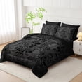 thumbnail image 2 of Flymme Skull Comforter Set Queen Size Black,3 Pieces Gothic Skull Damask Bedding Sets for Teens Men Bedroom Decor All Season, 2 of 7