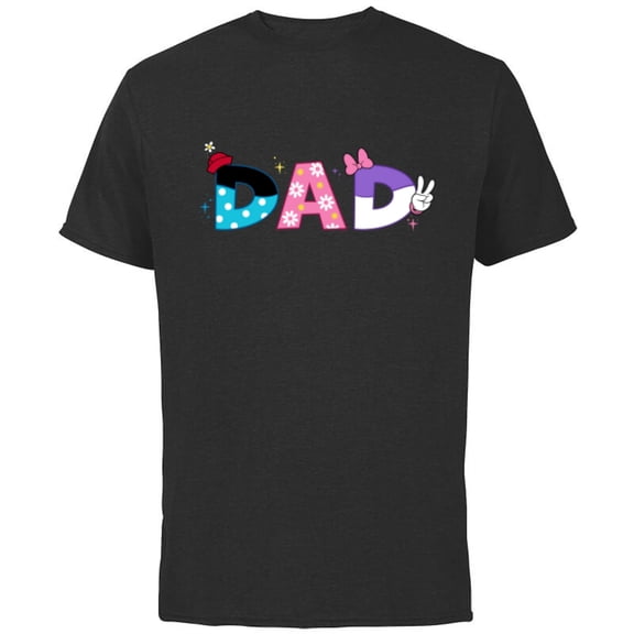Disney Minnie Mouse and Daisy Duck Dad Father’s Day Birthday - Short Sleeve Cotton T-Shirt for Adults - Customized-Black