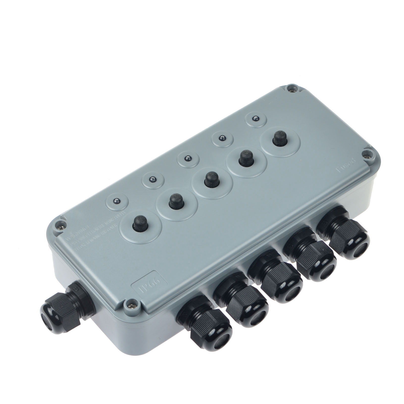 GREENCYCLE 4 Pack 15A 125VAC 5-Gang Power Control Switch Junction Box Weatherproof Outdoor Switched with 5 x Push Switches w/indicators and 6 x 20mm Cable Gland IP66 Rated