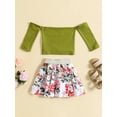 thumbnail image 2 of Bagilaanoe 2Pcs Little Girls Skirt Set Letters Long Sleeve Tops + Floral Skirt 3T 4T 5T 6T 7T 8T Kids Casual Outfits, 2 of 9