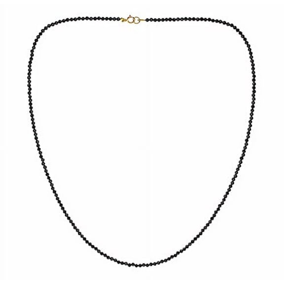 Strand Necklace 2-2.5mm Black Onyx Gemstones 26 Inches Long with 14k Yellow Gold Clasp