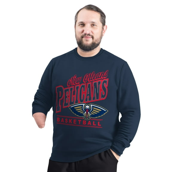 Men's G-III Sports by Carl Banks Navy New Orleans Pelicans Adaptive Headliner Fleece Crewneck Sweatshirt