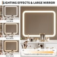 thumbnail image 4 of Vanity Desk – Makeup Table with Mirror & 3-Color Lights – Includes Chair – 4 Drawers & Power Outlet – Storage Shelves – Bedroom – White, 4 of 8