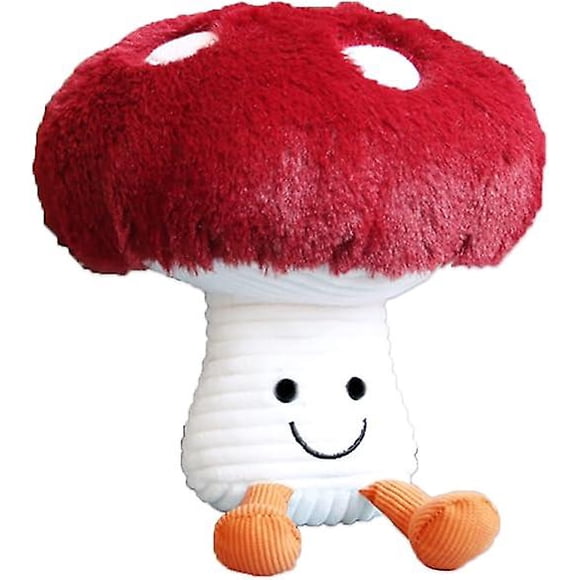 Cute Mushroom Plush Kawaii Smile Doll Mushroom Plush Stuffed Animal Pillow Gift Kids Red 15.7 Inch