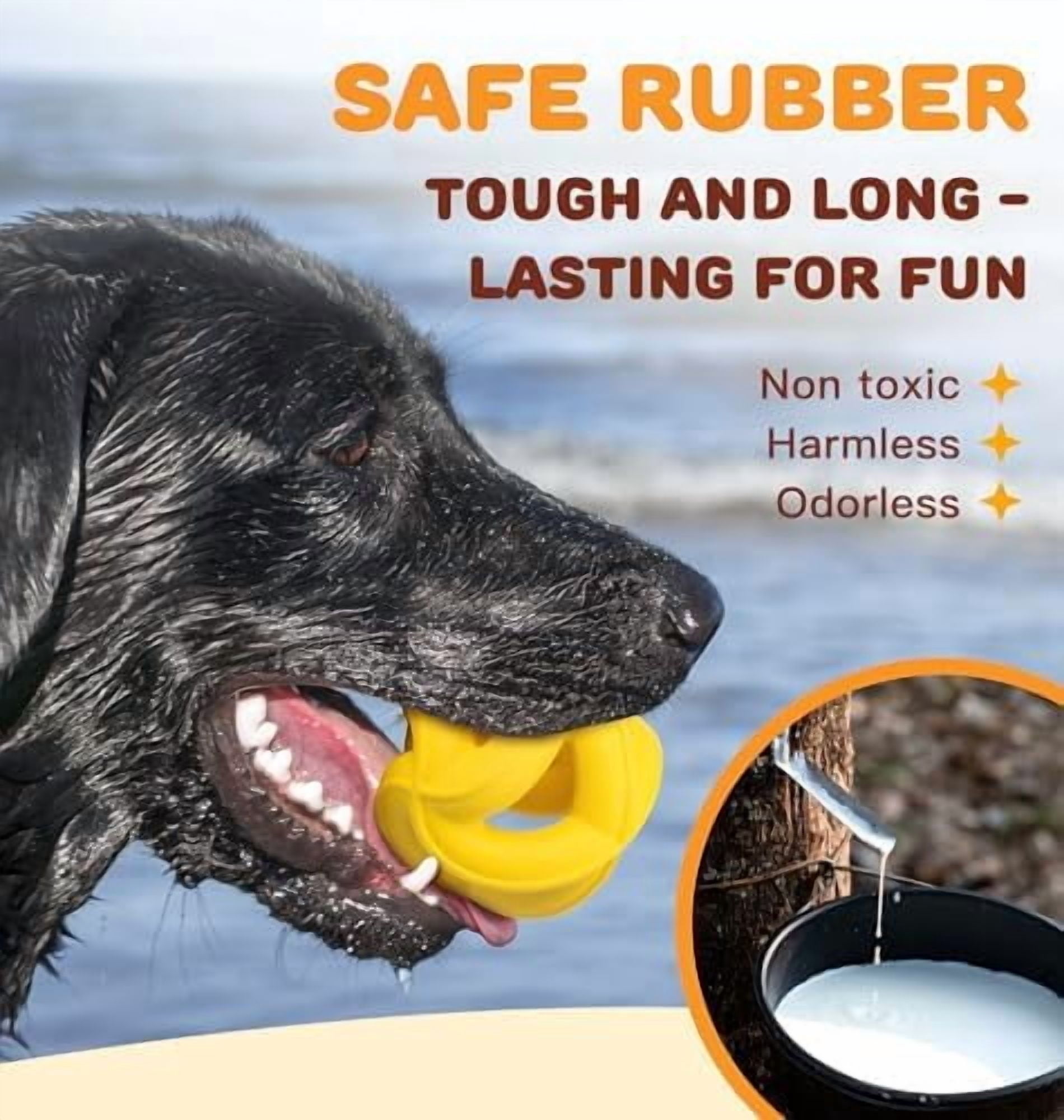 Interactive Dog Toys for Aggressive Chewers - Natural Rubber Durable Dog Toys to Keep Them Busy, Safe for Most Breeds, Dog Chew Toy for Anxiety Relief, Fetch Training, Lemon