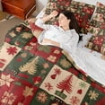 thumbnail image 4 of Homewish Merry Christmas Tree Bedding Comforter Set 7 Pieces for Kids Teens Adults,Vintage Aesthetic Full Bedding Set Lightweight,Xmas Geometric Plaid Fitted Sheet Flat Sheet,Ultra Soft Home Decor, 4 of 8