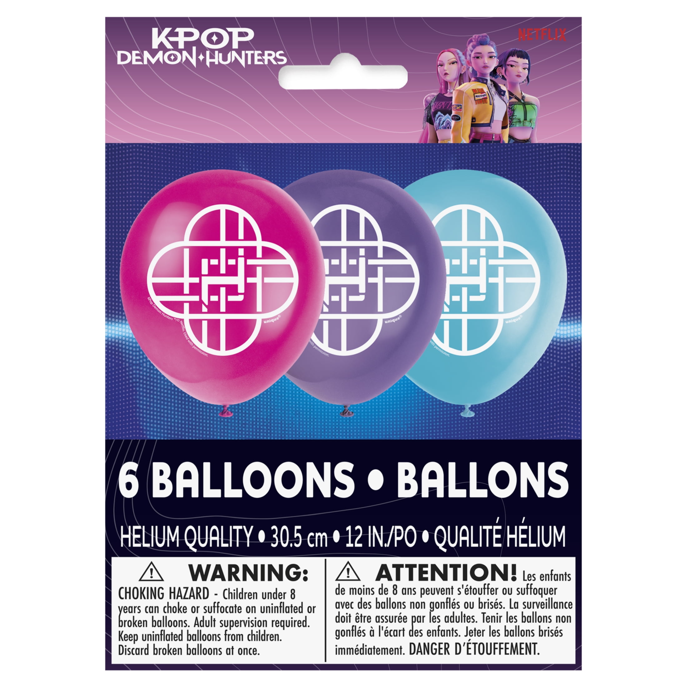 KPop Demon Hunters 8 Count 12IN Multicolor Latex Balloons