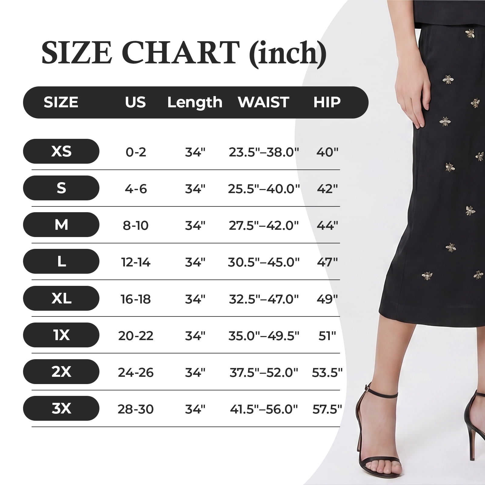 Alvantor Women's Embellished Midi Skirt, Pull-On Style with Gathered Waist and Stretch Lining, Black