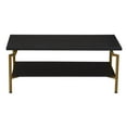 thumbnail image 5 of Household Essentials Crown Rectangular Coffee Table with Storage Shelf Black Oak Wood Grain and Gold Metal, 5 of 7