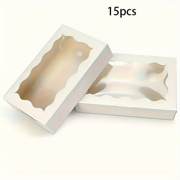 AMERTEER [Kraft Paper Boxes] 15pcs Kraft Paper Baking Boxes with Window  Portable Pie Boxes  Egg Tart Packaging Boxes  Pastry Boxes  Bread Boxes  Paper Cupcake Packaging Boxes  Suitable f