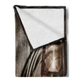 thumbnail image 2 of Western Soft Flannel Fleece Throw Blanket, Cowboys and Lantern on a Dallas Bench in Vintage Ranch Nostalgic Folkloric Photograph, Cozy Plush for Indoor and Outdoor Use, 50" x 60", Brown, by Ambesonne, 2 of 5
