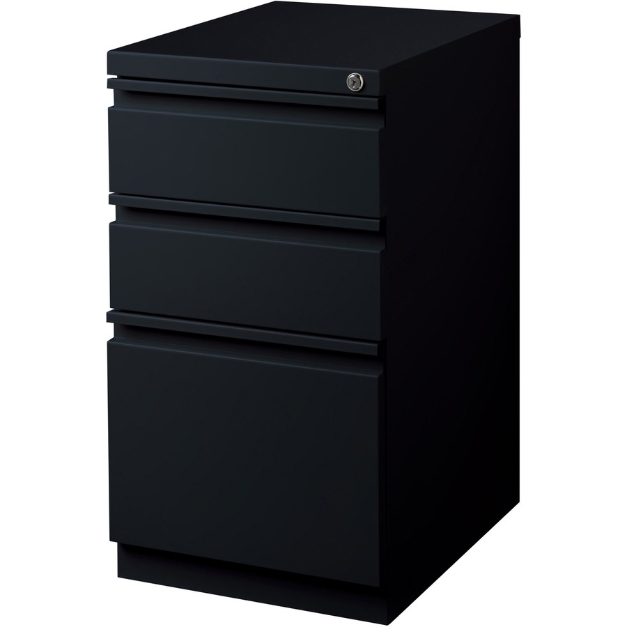Lorell Mobile File Pedestal - 15" X 20" X 27.8" - Letter - Ball-bearing Suspension, Recessed Handle, Security Lock - Black - Steel - Recycled