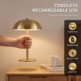 thumbnail image 4 of DAYBETTER Cordless Table Lamp, Brass Rechargeable Desk Light with Stepless Brightness, 3 Colors Temperture Lamp for Modern Office Home Decor, 4 of 7