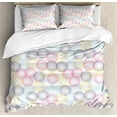 thumbnail image 1 of Geometric Duvet Cover Set King Size, Illustration of Modern Art Pattern with Rounds in Pointillism Style, Decorative 3 Piece Bedding Set with 2 Pillow Shams, White and Multicolor, by Ambesonne, 1 of 3