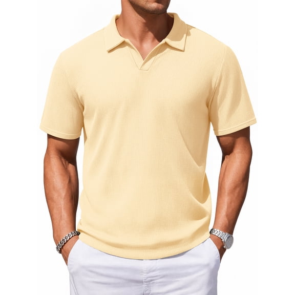 RICHCOIN Polo Shirts for Men Short Sleeve Classic Collared Casual Knit Golf T Shirt Summer Tops