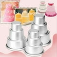 thumbnail image 2 of Hloma Food Grade Cake Mold Non-stick Aluminum Alloy High Temperature Resistant 3 Tiers Cake Pan Party Decor, 2 of 8