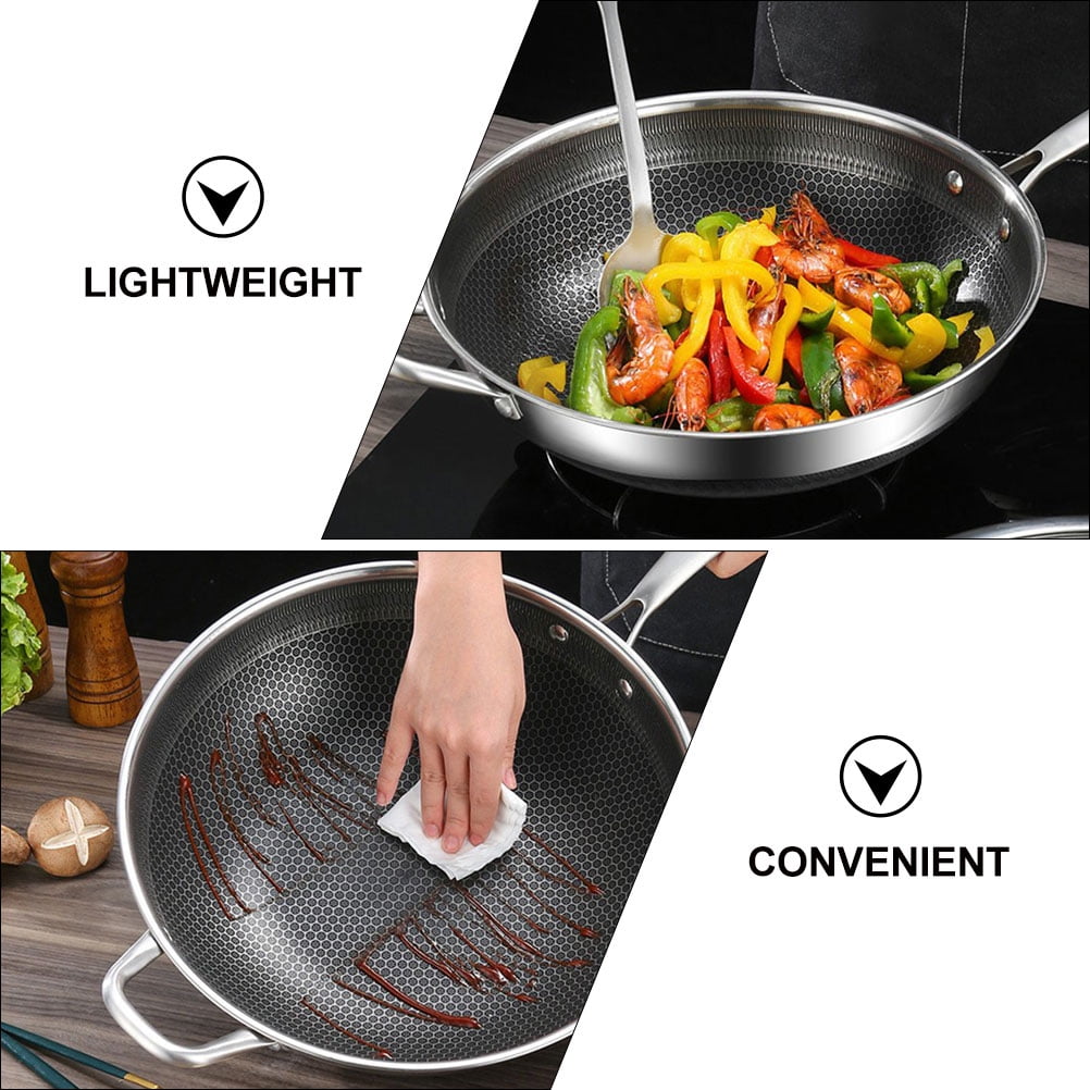 Honeycomb Non-Stick Stainless Steel Wok Metal Utensil Safe Scratch Pan  China Kitchenware - China Wok and Non Stick price