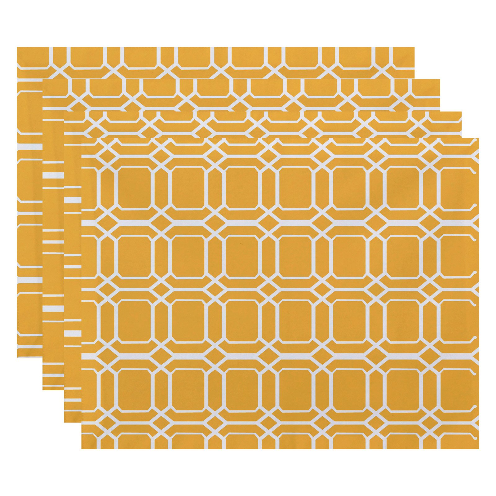 Simply Daisy 18" x 14" O the Fun Geometric Print Placemat, Set of 4
