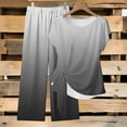 thumbnail image 2 of CHUMUD Womens 2 Piece Outfits Sets Watching Set Short Sleeve Ruched Drawstring Crew Neck Tops and Wide Leg Pants Clothing Sets, 2 of 5