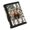thumbnail image 2 of POLERO Woodland Brown Bear Print Slim Kids Trifold Wallet, Polyester Moneybag Compact Tifold Coin Purses for Outdoor Travel, 2 of 7
