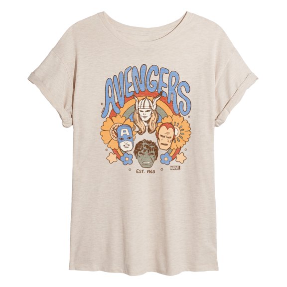 Marvel The Avengers - Floral - Women's Oversized Graphic T-Shirt