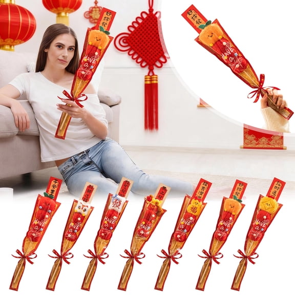 KOYPTL Soft and Cute Plush Toys for Boys Girls 2 Pcs Chinese Candied Hawthorn Bouquet 2026 New Year Photo Props for Indoor Outdoor Home Festival Celebration Holiday Party Supplies Gifts for Women