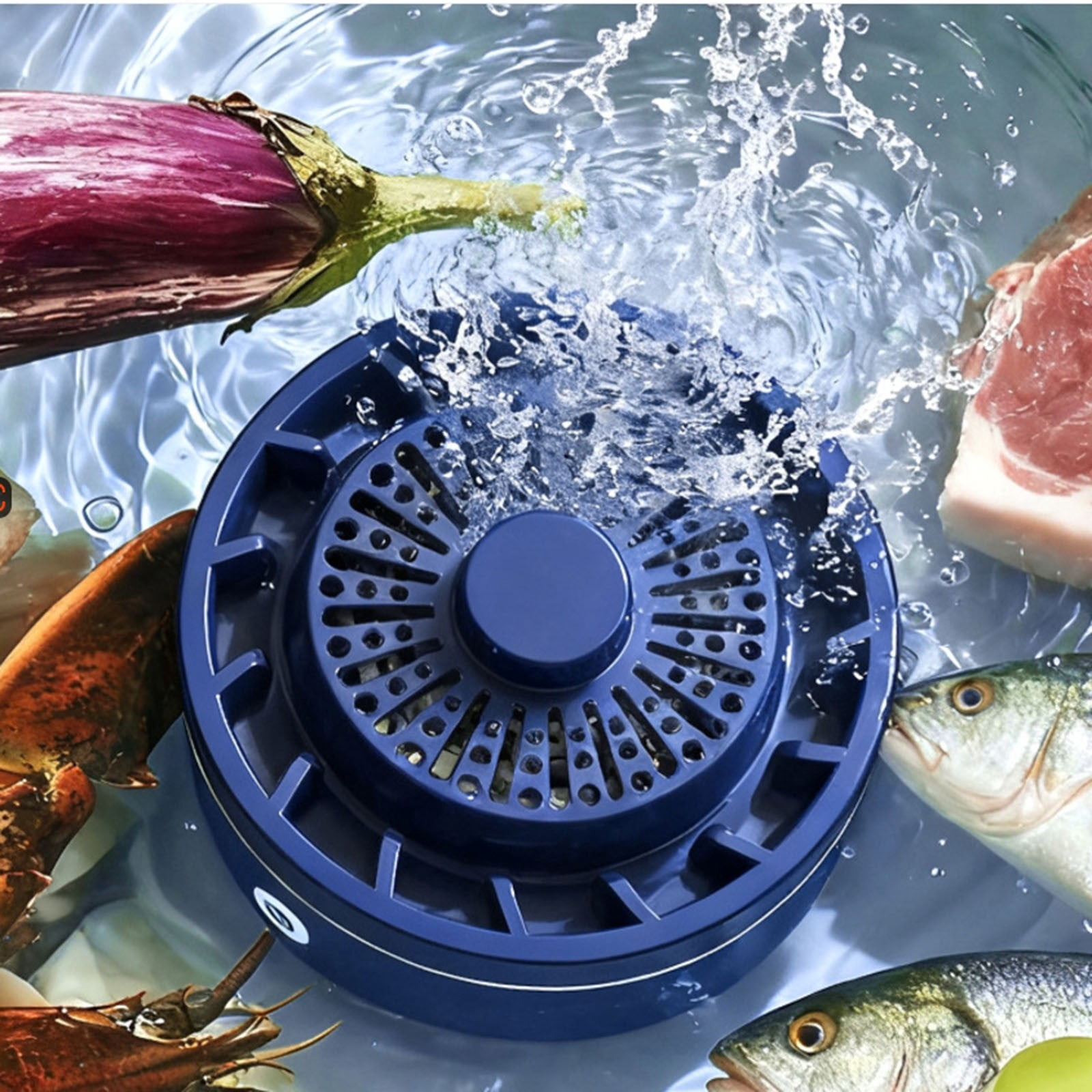 USB Rechargeable Wireless Fruit and Vegetable Cleaner Purifier, Portable Ion Technology Washing Machine - Electric Sanitizer for Meat Vegetables Utensils (Blue)