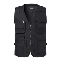 Lenago Jackets Size L-5XL,Men's Lightweight Jackets Full Zip Up Light Coat Laydown Collar Jacket Outdoor Fishing Jacket with Zip Pockets Sleeveless Stand-up Collar Top Waistcoat