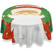 SKYSONIC 60" Santa Claus Round Table Cloth, Spill Proof Wrinkle-Free Oil-Proof Waterproof Microfiber Tablecloth for Kitchen Dinning Room Party Home Picnic, Diameter Table Cover